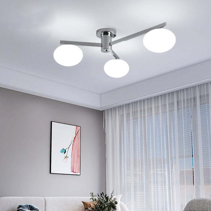 Nordic Glass Iron Ball 3/4/5-Light Semi-Flush Ceiling Light