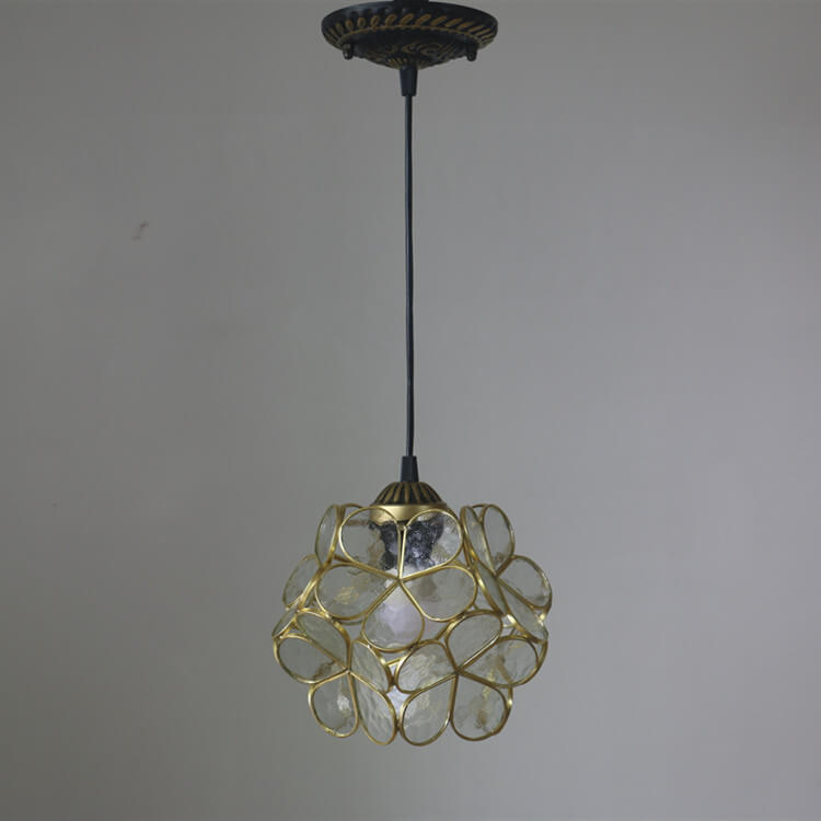 Vintage Stained Glass Petal Pendant Light