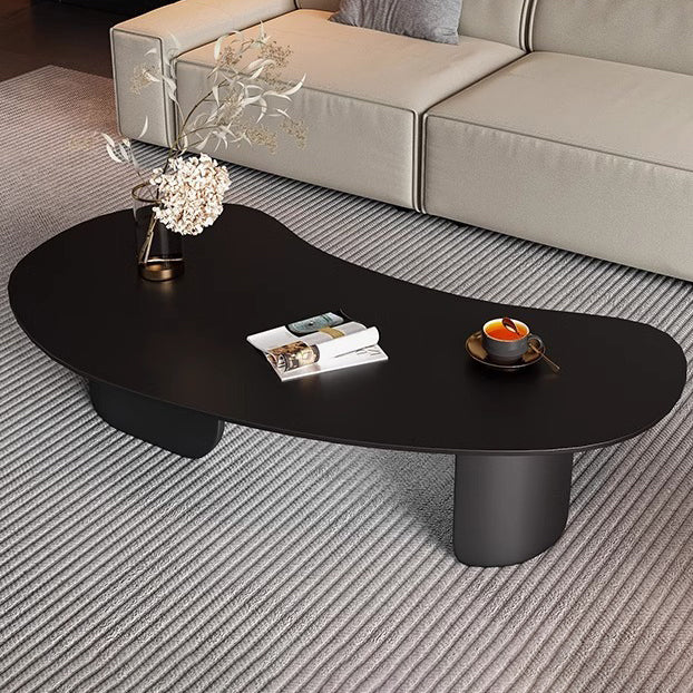 Minimalist Cashew Rock Slab Steel End Table