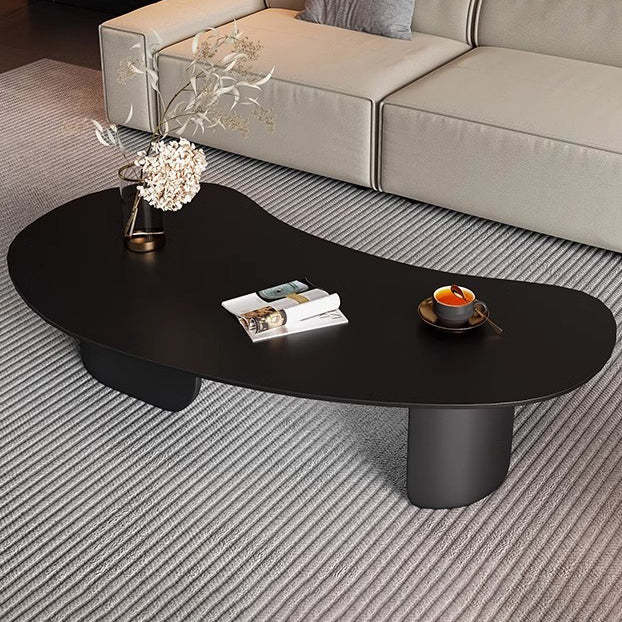 Minimalist Cashew Rock Slab Steel End Table
