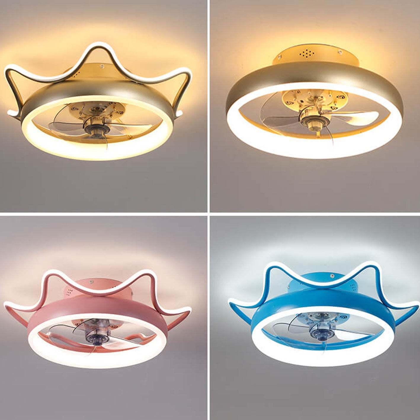 Nordic Round Wrought Iron LED Flush Mount Fan Light