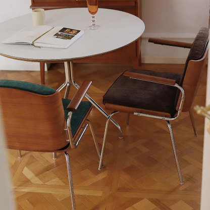 Vintage Wood Plated Iron Dining Chair
