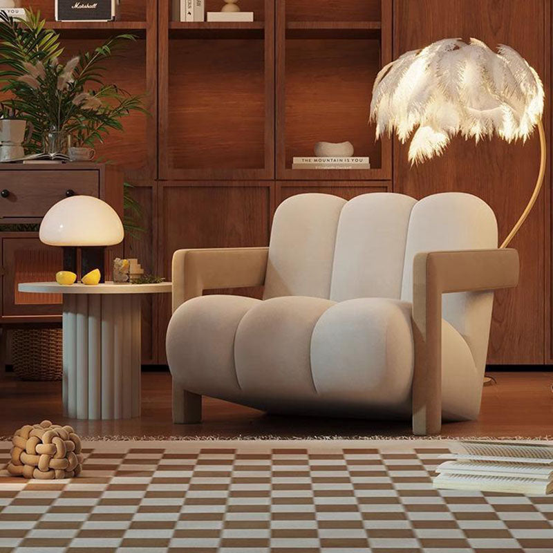 Retro Striped Velvet Wood Accent Chair