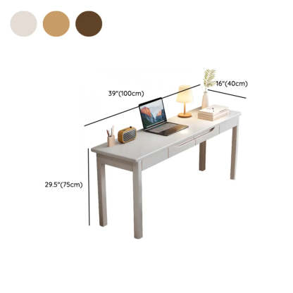 Natural Rubberwood Drawer Writing Desk — Without Chairs / Nut-Brown