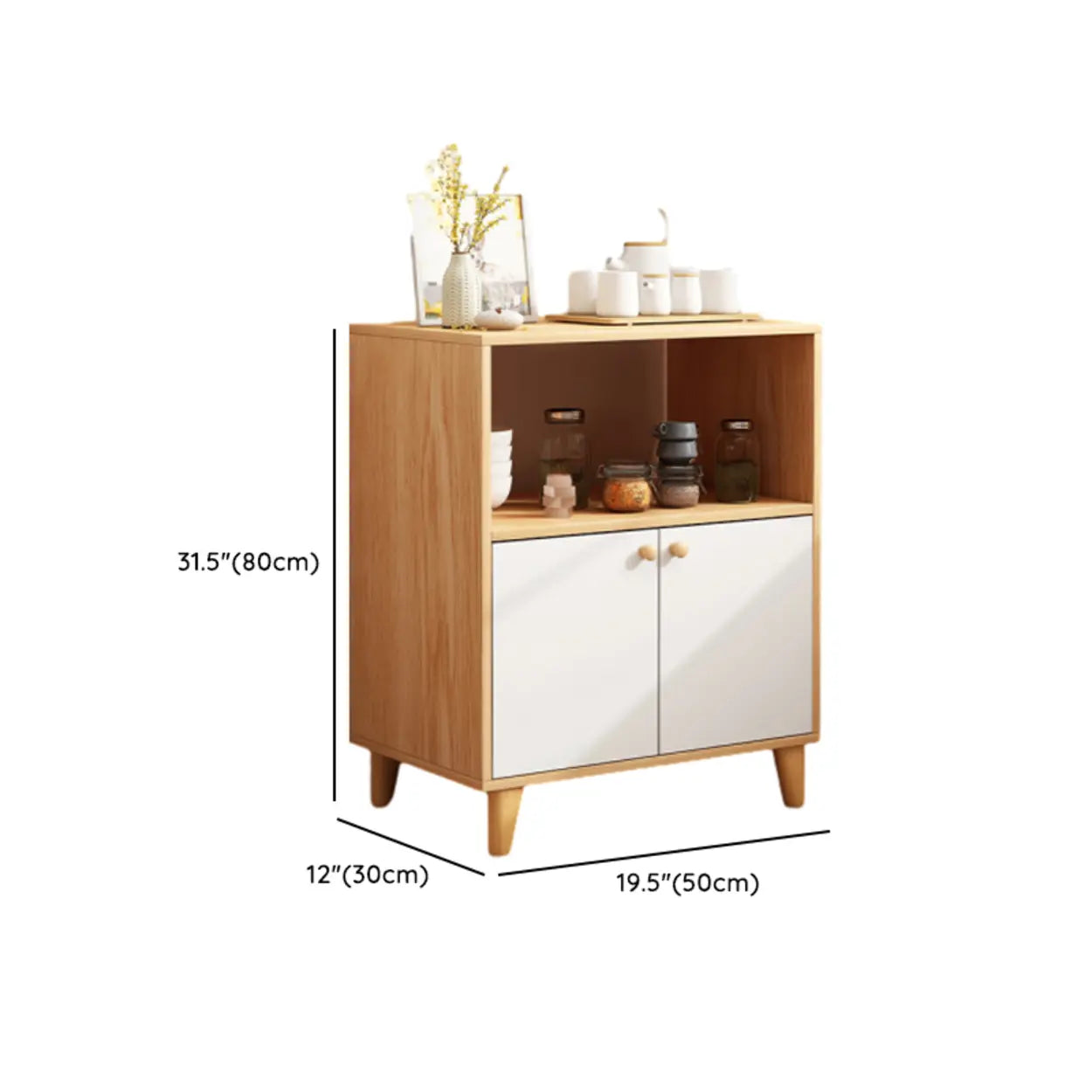 Nordic Oak Rectangular Kitchen China Cabinet