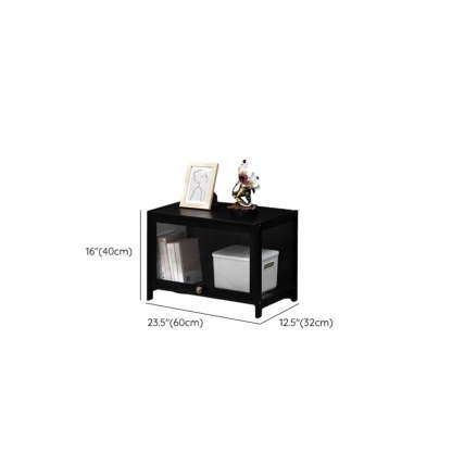 Black Wood Rectangle Display TV Stand with Cabinet