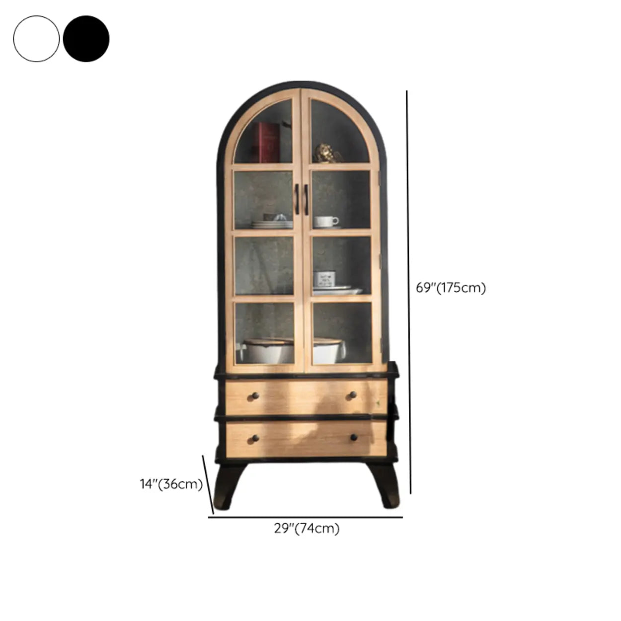 Victorian Curved Wooden Dining China Cabinet