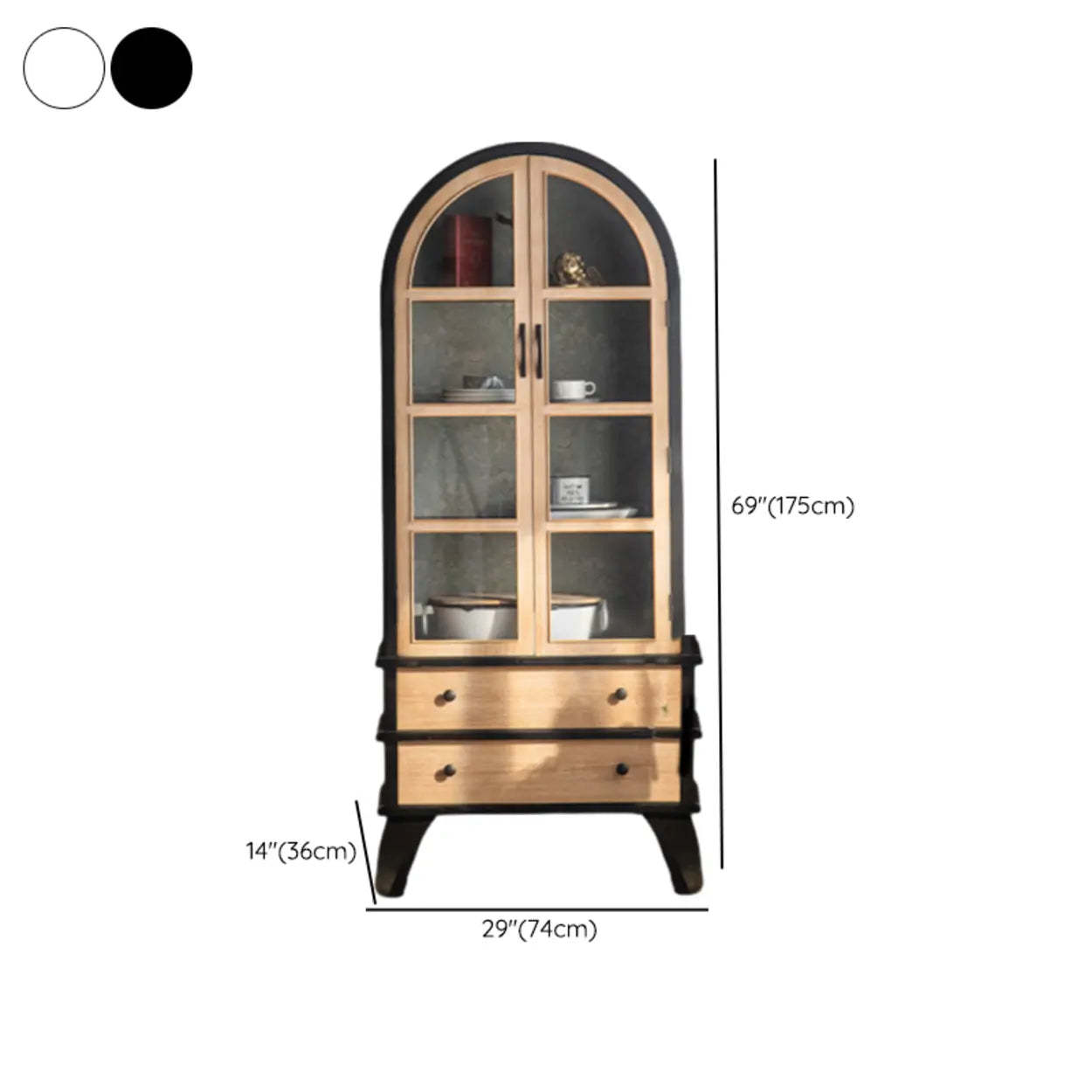Victorian Curved Wooden Dining China Cabinet