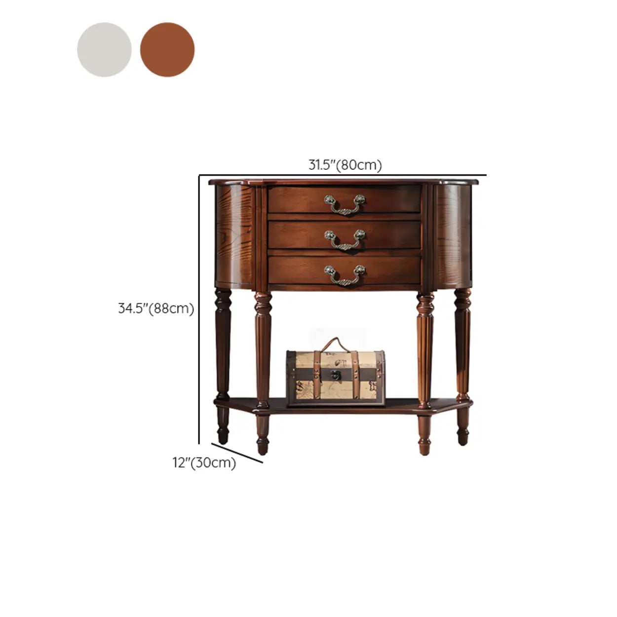 Elegant Half-Round Wood Console Table with Drawers