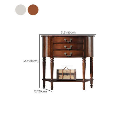 Elegant Half-Round Wood Console Table with Drawers
