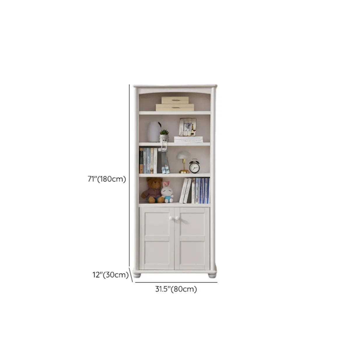 Classic White Rectangular Wood Storage Bookcase