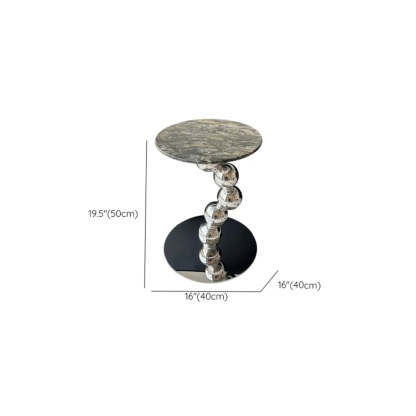 Artistic Marble Top Silver Ball Pedestal Side Table