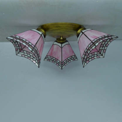 Tiffany Stained Glass Horn Semi-Flush Light
