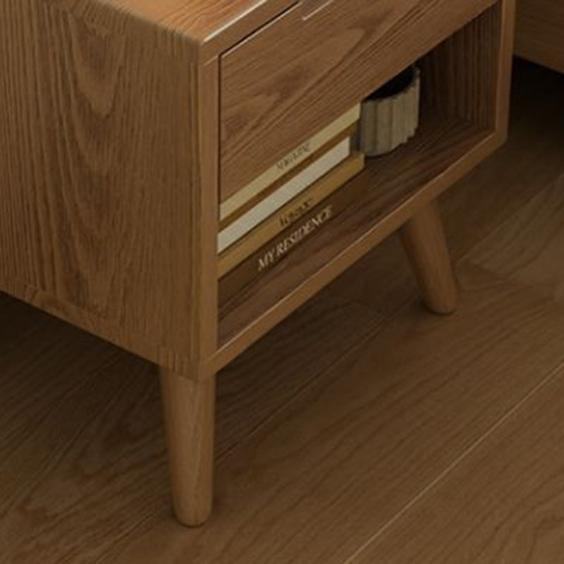 Modern Rubber Wood Bedside Nightstand