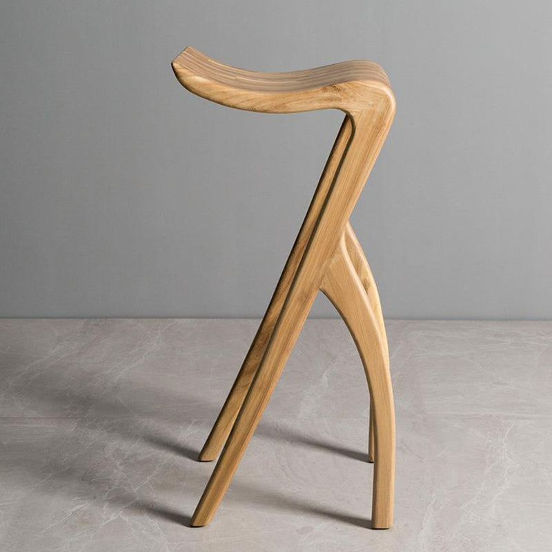 Japanese Curved Ash Wood Bar Stool
