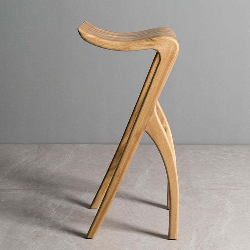 Japanese Curved Ash Wood Bar Stool