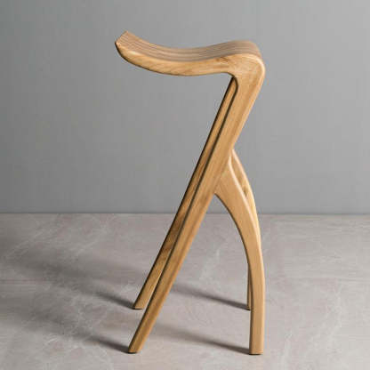 Japanese Curved Ash Wood Bar Stool