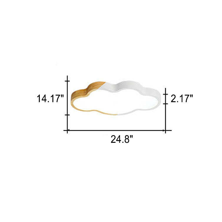 Nordic Wood Cloud Macaron LED Kids Flush Mount Light — 3 Colors Changeable (Warm/Neutral/White) / Green / 220V-240V For UK/AU