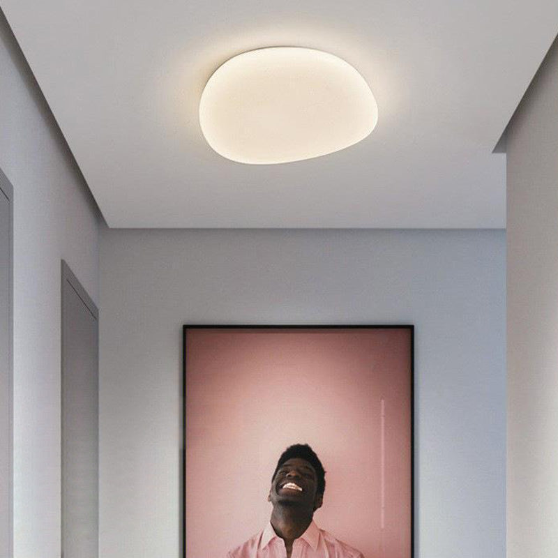 Minimalist pebble white acrylic flush mount lighting, Lighom — 2.36" H x 14.96" Dia / Warm White (3000K) / 220V-240V (UK/AU