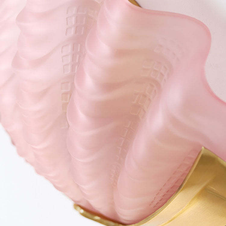Art Deco Shell Brass Glass Wall Sconce — Pink / 110V-120V For US/CA