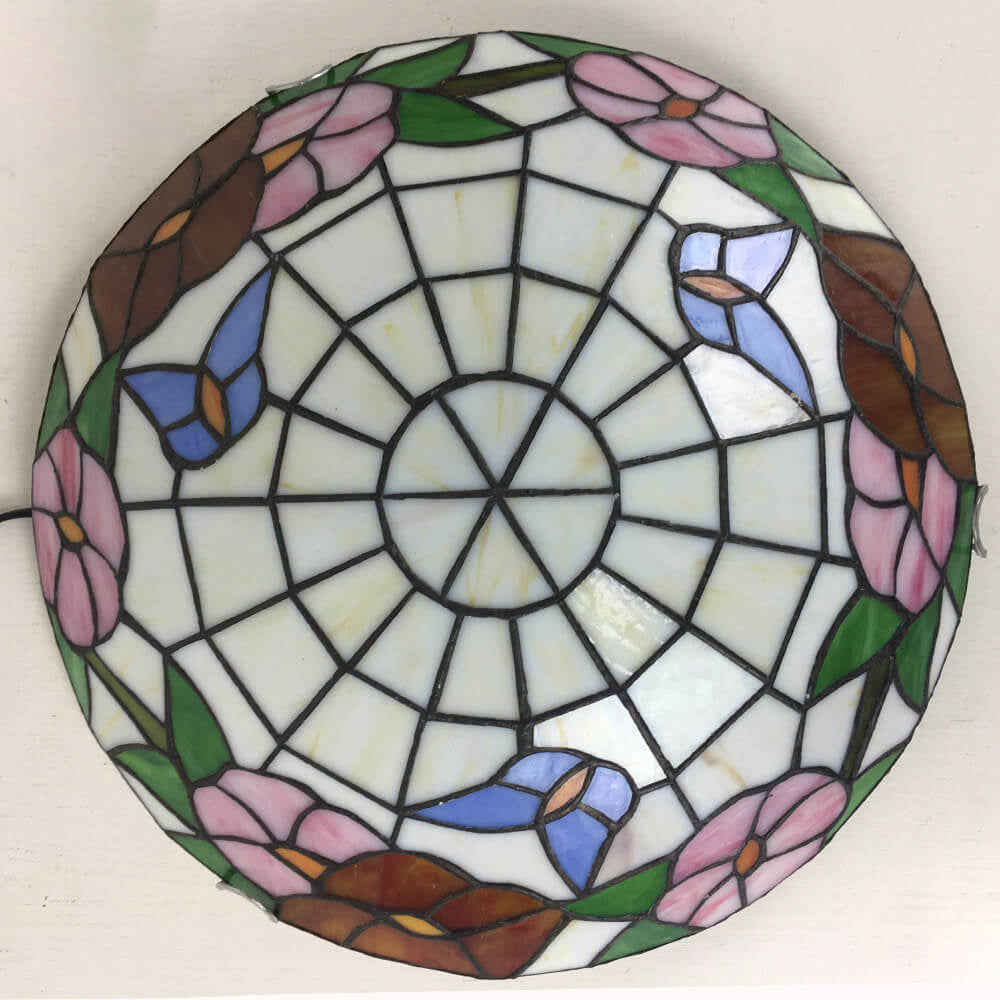 Traditional Tiffany Shell Bead Stained Glass Flush Light