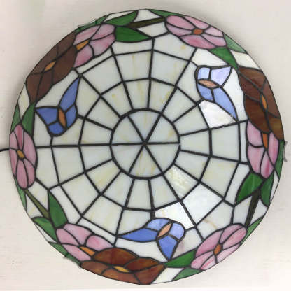 Traditional Tiffany Shell Bead Stained Glass Flush Light