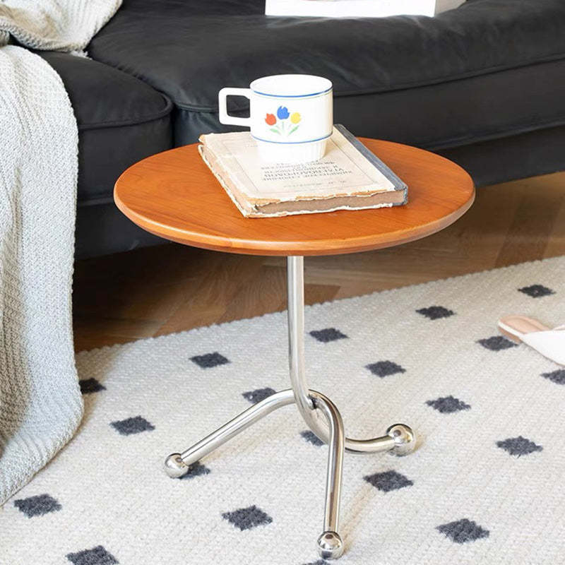 Traditional cross-leg stainless wood end & side tables in steel wood metal