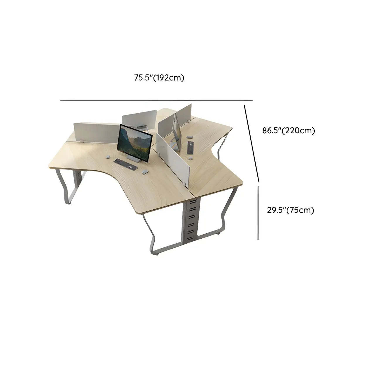 Natural Free-Form Sled Long Computer Desk