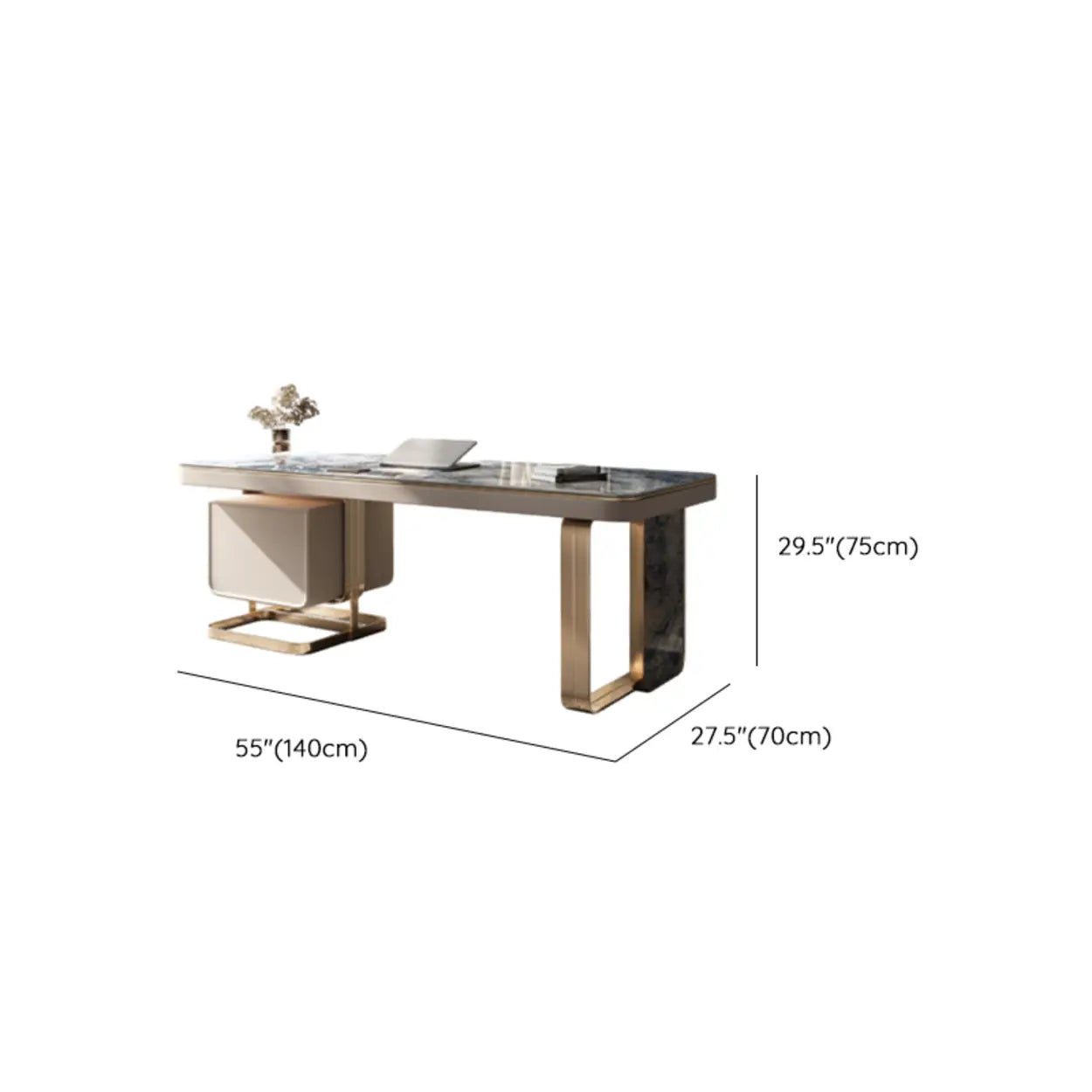 Blue Stone Writing Desk with Drawers