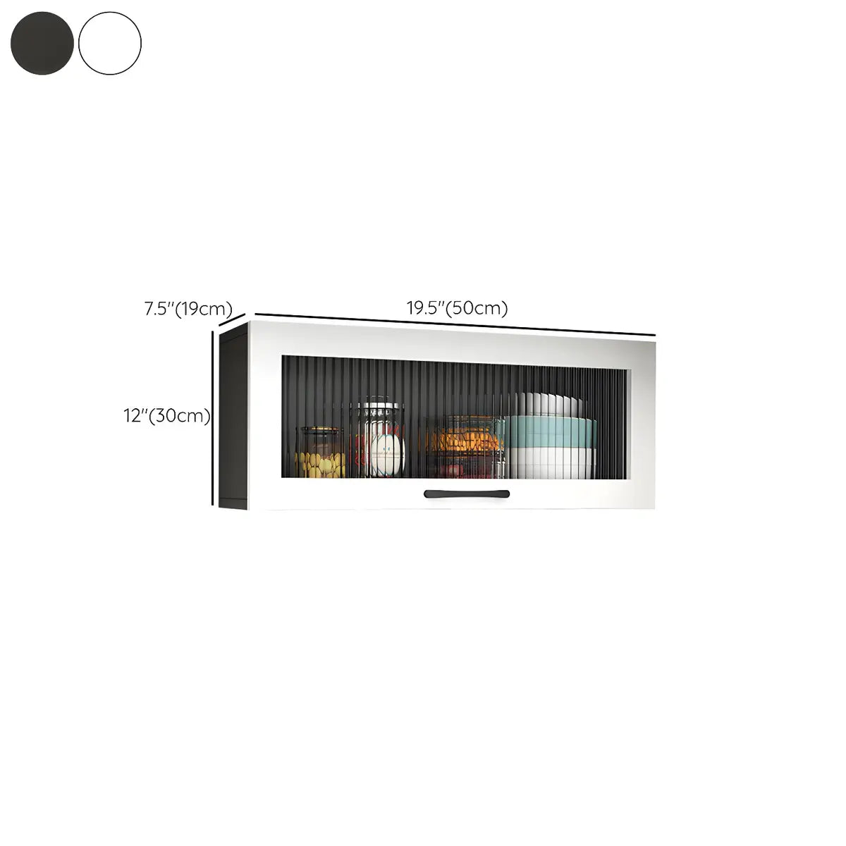 Wall-Mounted Wood China Cabinet with LED — White / Led Lights Included
