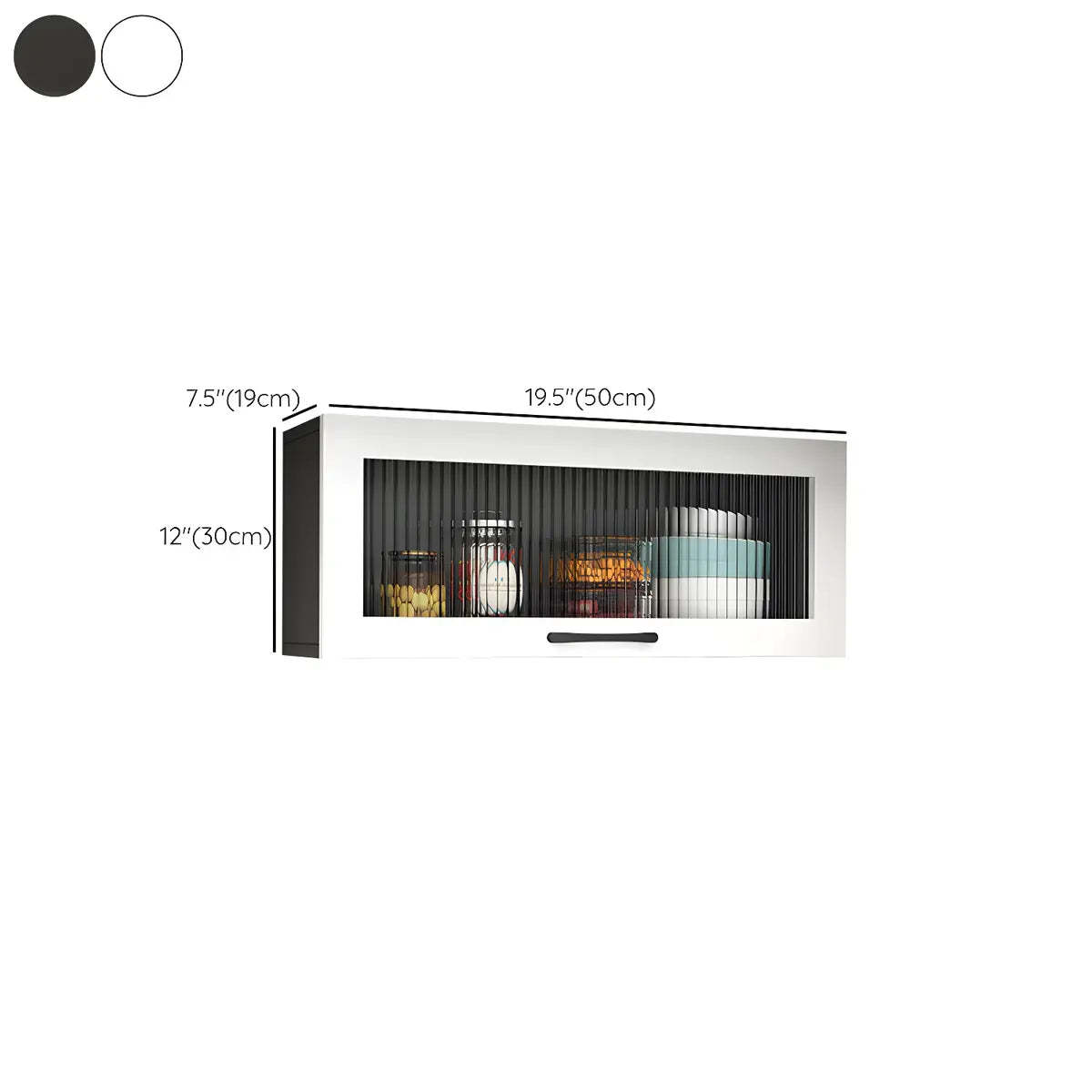 Wall-Mounted Wood China Cabinet with LED — White / Led Lights Included