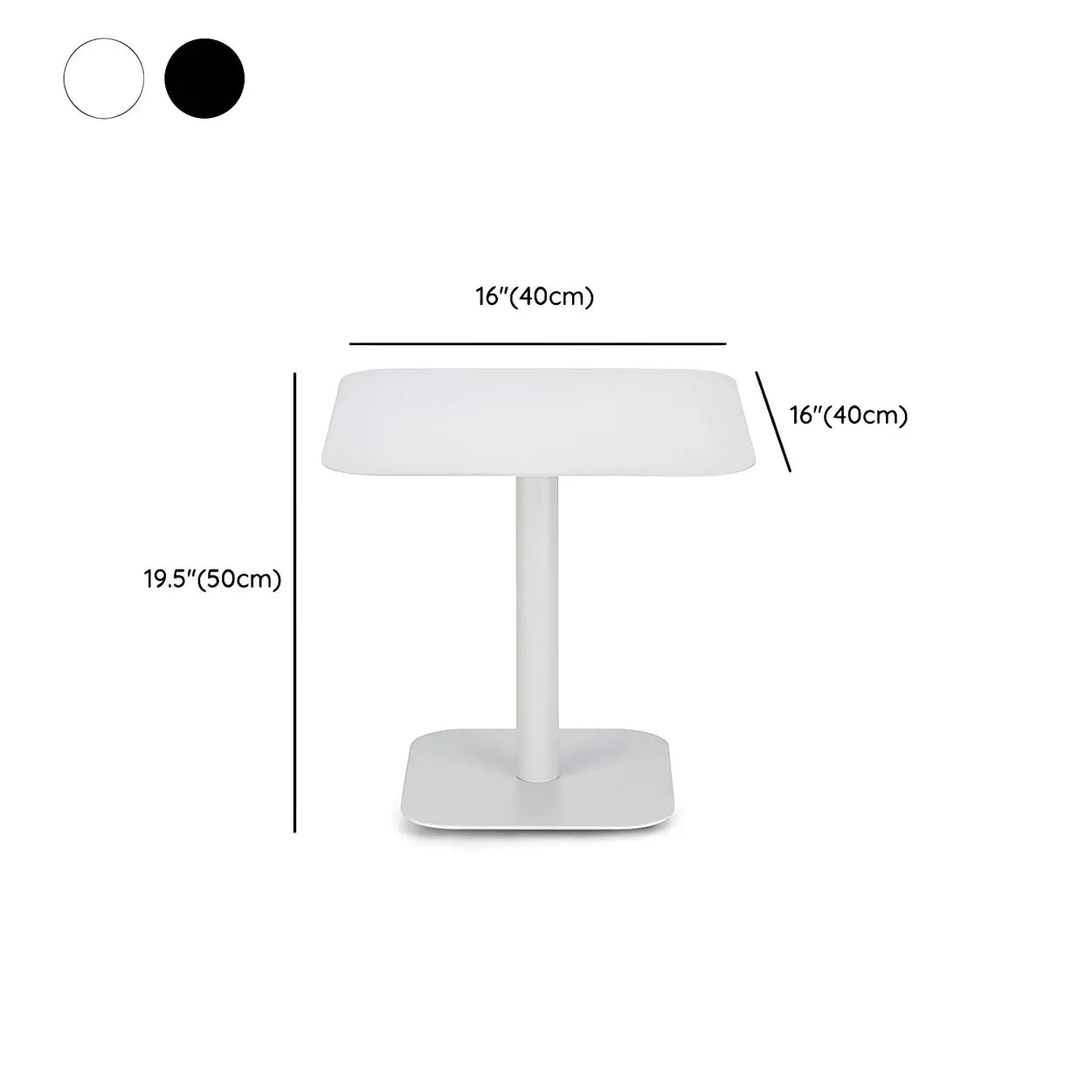 Square White Metal Pedestal Outdoor End Table
