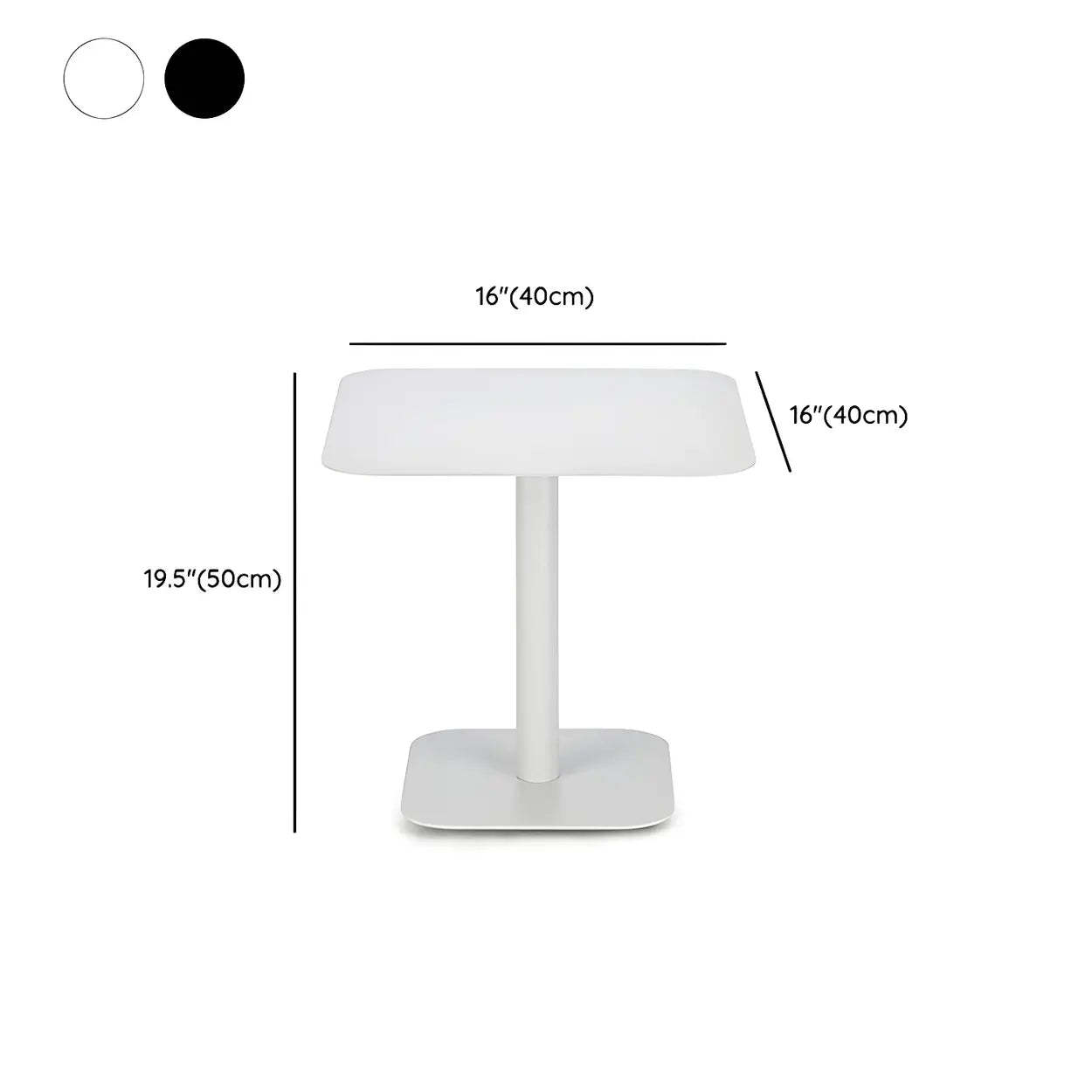 Square White Metal Pedestal Outdoor End Table