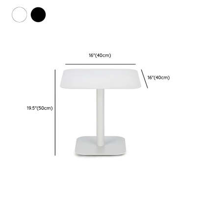 Square White Metal Pedestal Outdoor End Table