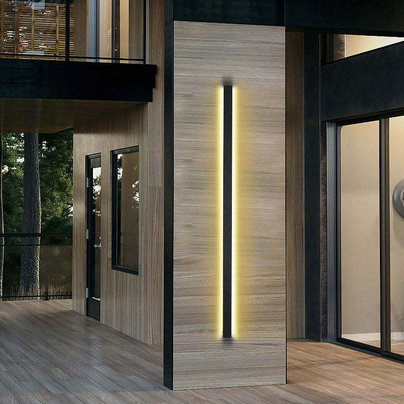 Black Long Strip Metal Waterproof Dimmable Modern Outdoor Wall Lights-Lighom