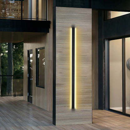 Black Long Strip Metal Waterproof Dimmable Modern Outdoor Wall Lights-Lighom