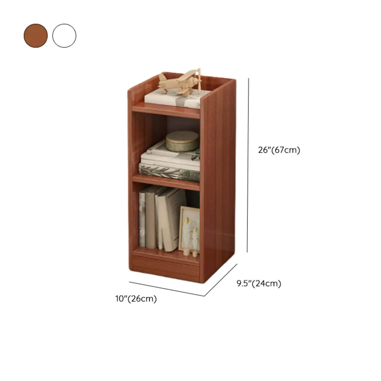 Modern narrow corner bookcases in wood fabric
