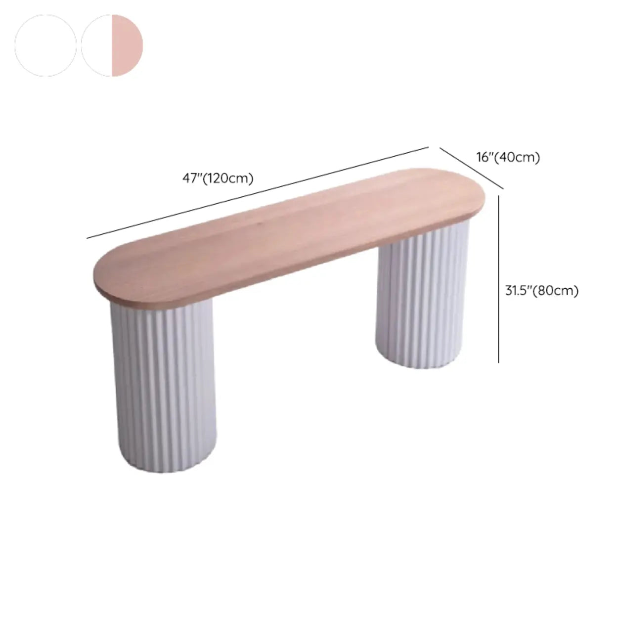 Double Pedestal Oval White Sintered Stone Console Table