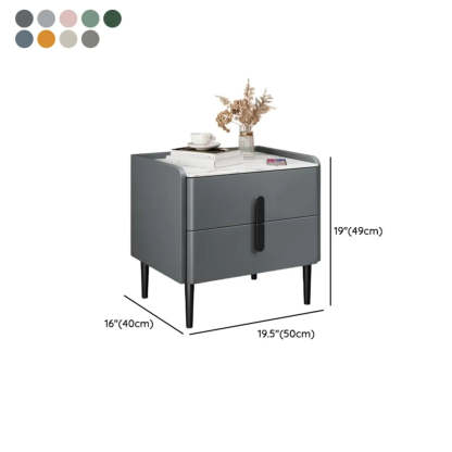 Modern Gray Marble Top Nightstand with Drawers
