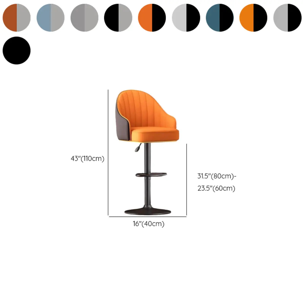 Modern Pneumatic Swivel Bar Stool with Backrest