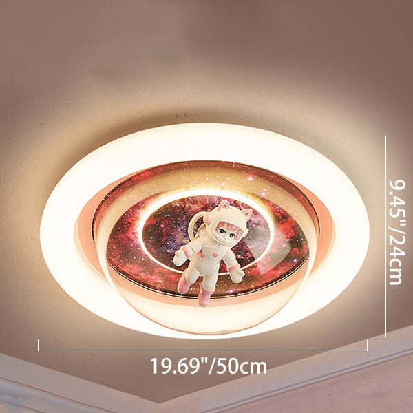 Cartoon Resin Planet Spaceman Iron Acrylic LED Flush Light