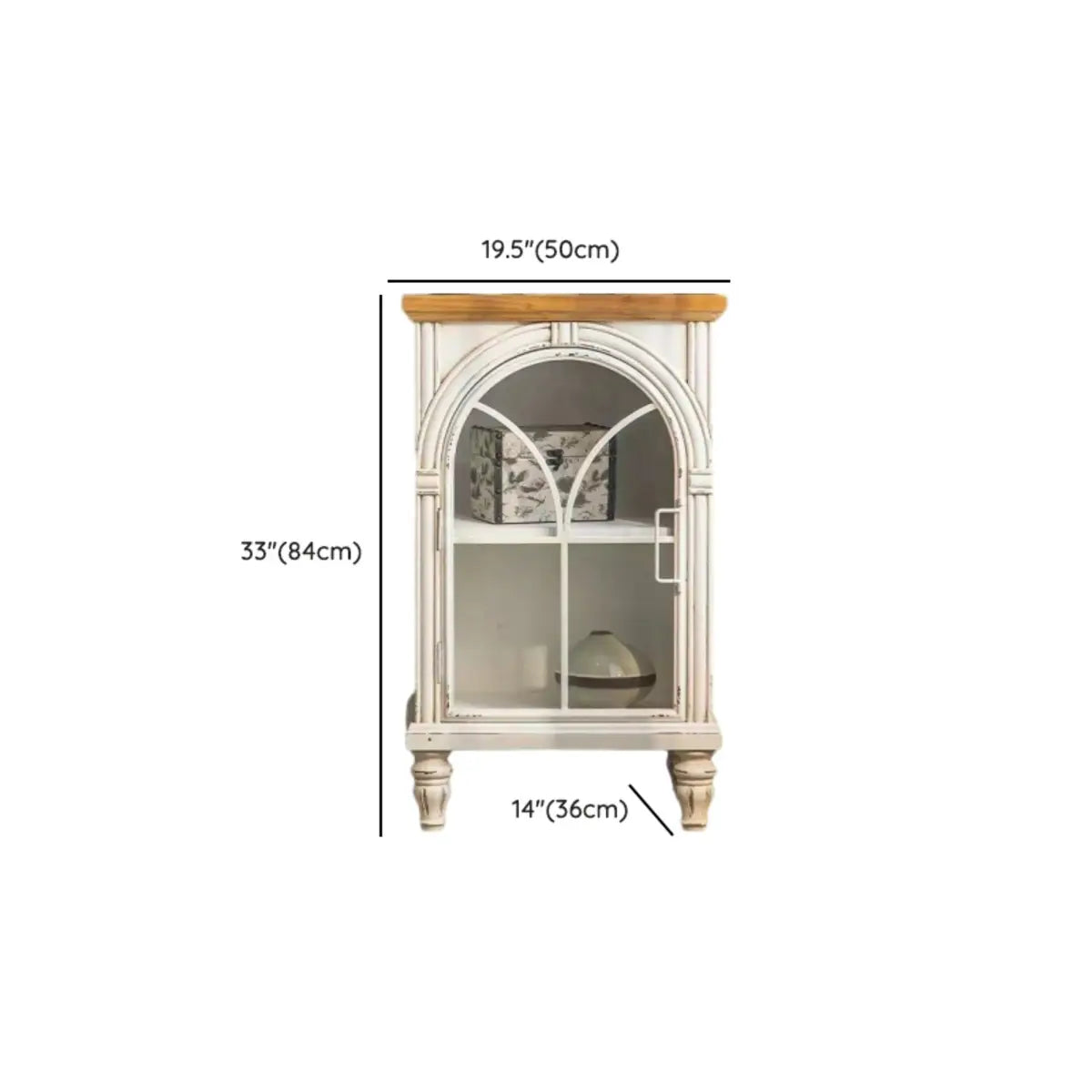White Arched Wood Tall Display Cabinet