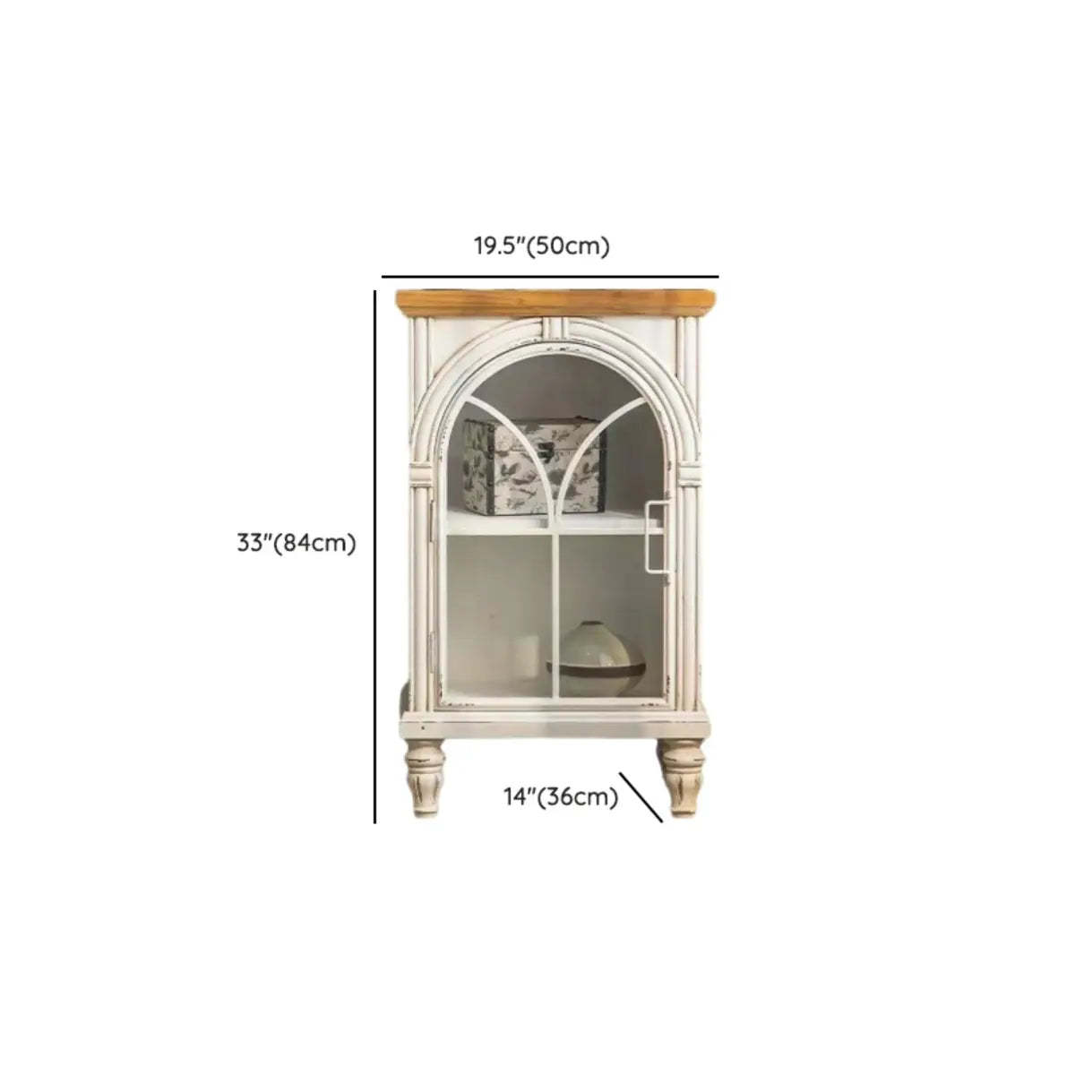 White Arched Wood Tall Display Cabinet