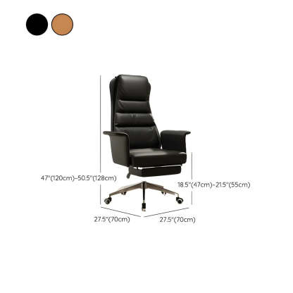 Modern Tan Reclining Leather Office Chair with Footrest