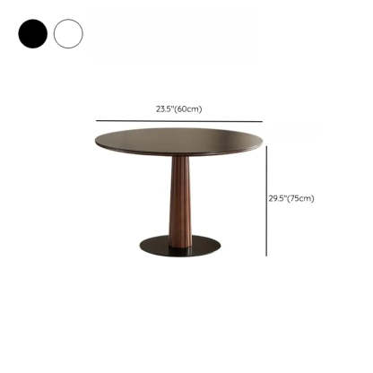 Contemporary Small Round Stone Wood Dining Table — White / Table Only