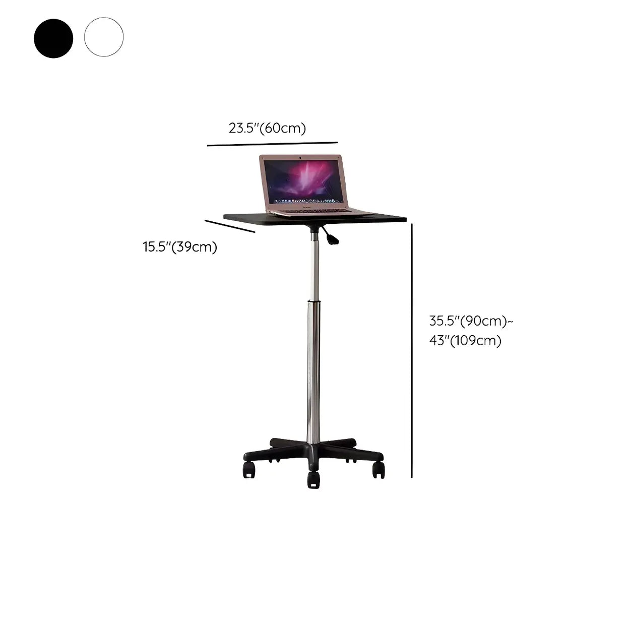 Adjustable White Square Small Standing Desk with Casters