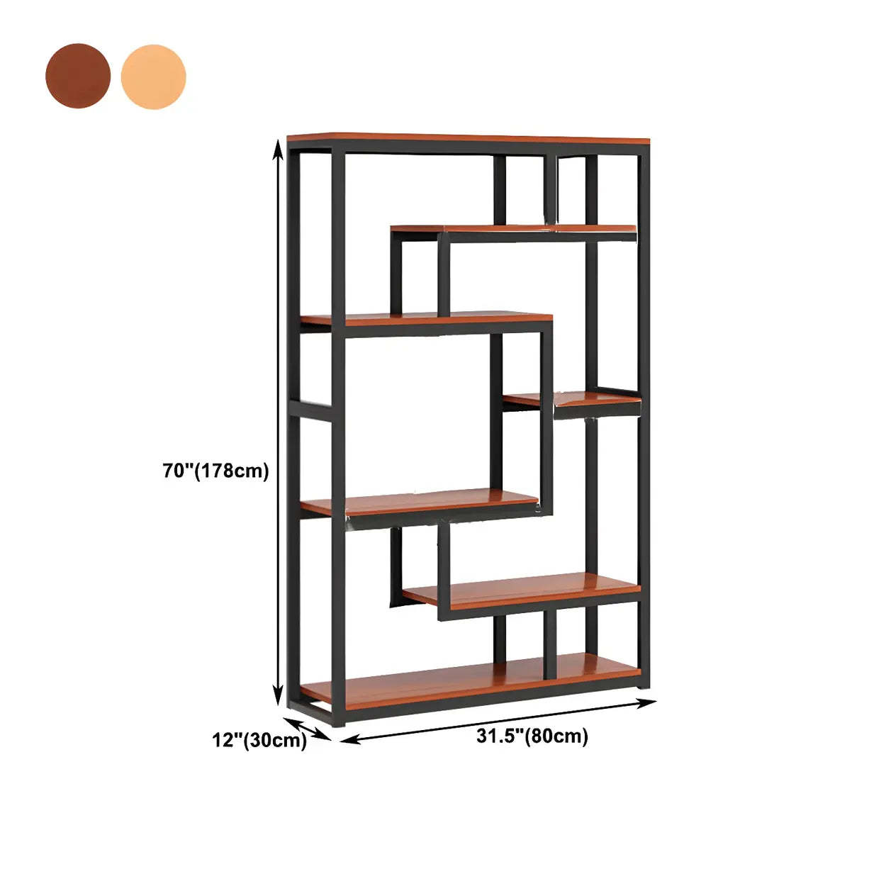 Geometric Metal-Wood Open-Back Bookcase