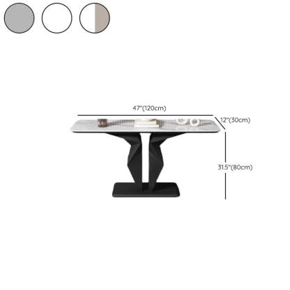 Rectangular Stone-Top Console Table — Gold / White/ Brown