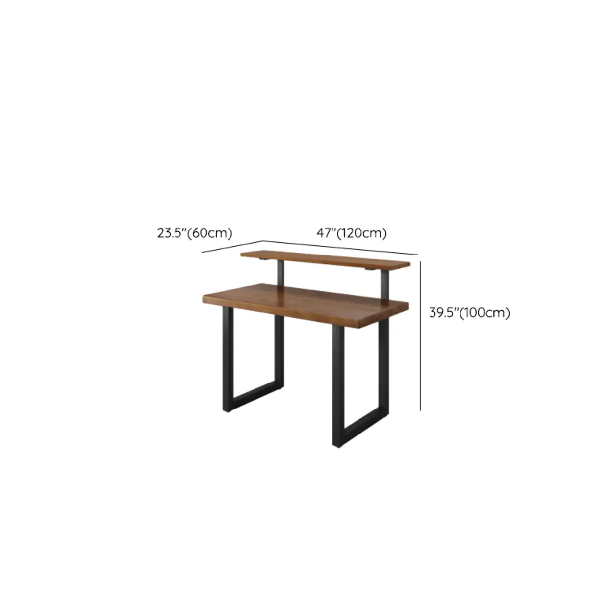 Brown Pine Shelf Butcher Block Sled Writing Desk