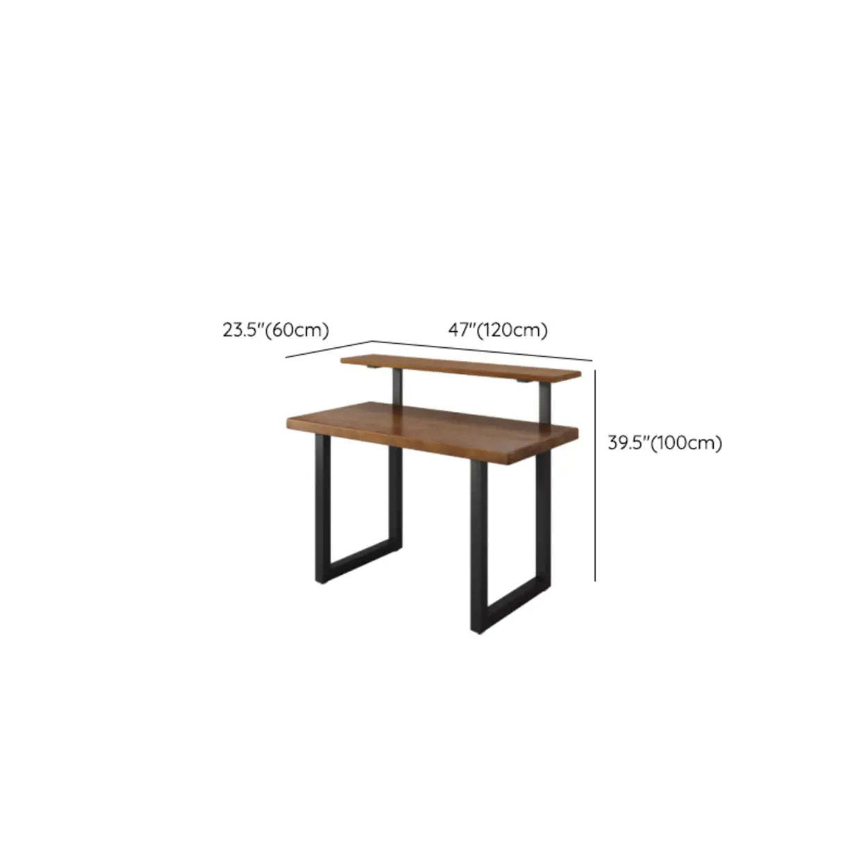 Brown Pine Shelf Butcher Block Sled Writing Desk